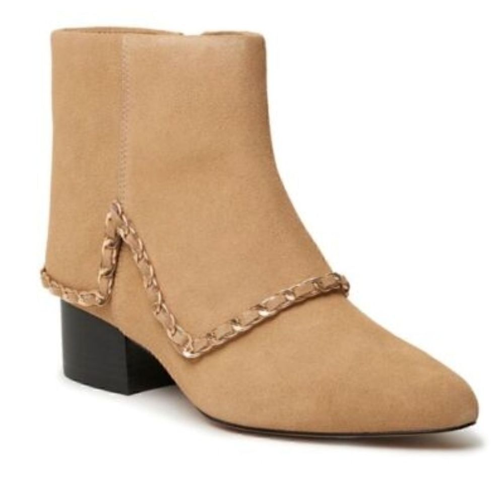 Karl Lagerfeld Paris Cassie Sand Suede Zip Ankle Bootie Size 6.5